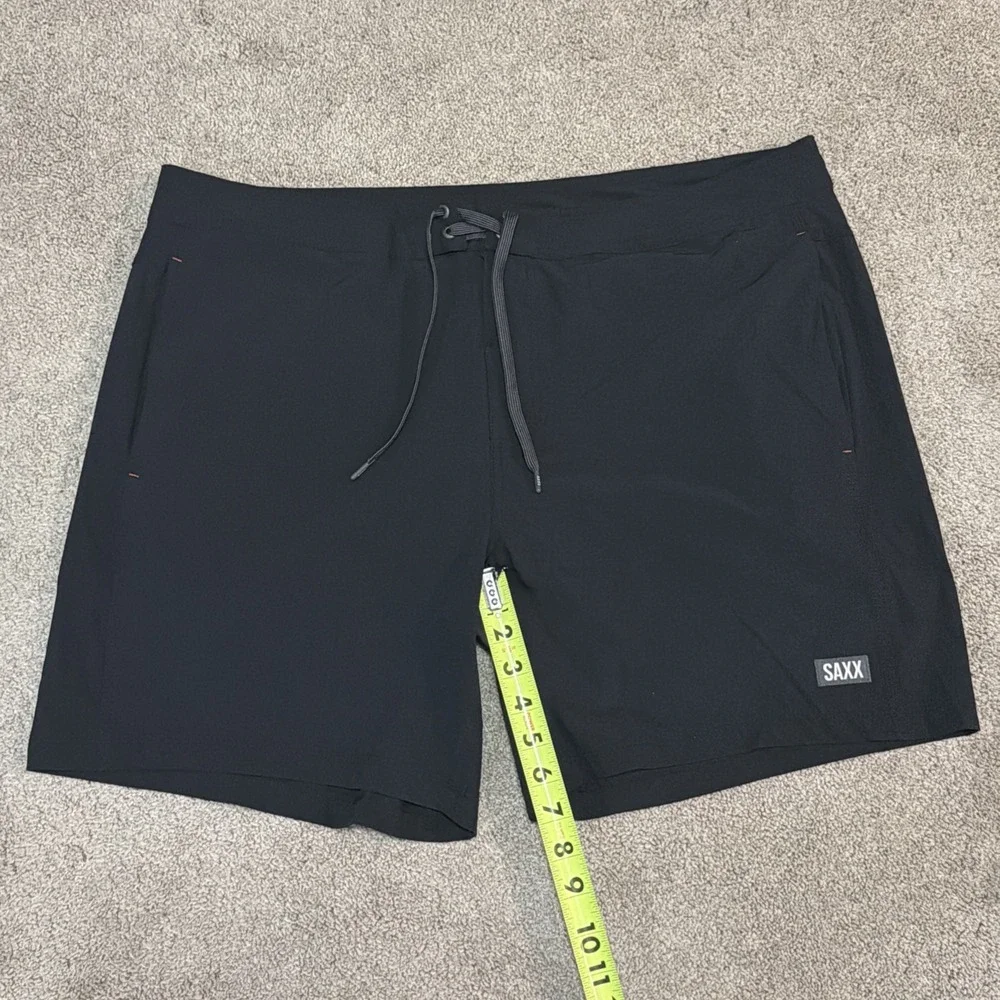 Saxx Shorts Mens 38x7 Black Betawave 2N1 Lined Board Shorts W/Ballpark Pouch